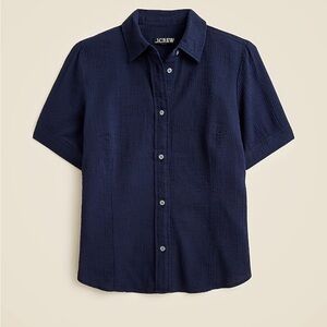 J. Crew Slim-fit button-up in cotton gauze in navy